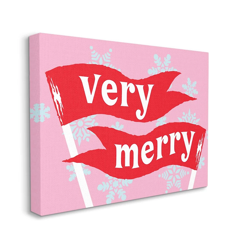 Stupell Industries Very Merry Bold Holiday Flags Canvas Wall Art