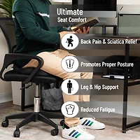 Mind Reader Donut Pillow with Air-Cloud Technology, Ergonomic Memory Foam Seat Cushion for Tailbone, Hemorrhoid, Pregnancy & Lower Back Pain Relief, Washable Cover, Black