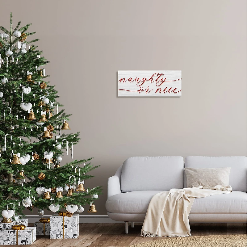 Stupell Industries Naughty Or Nice Christmas Phrase Canvas Wall Art