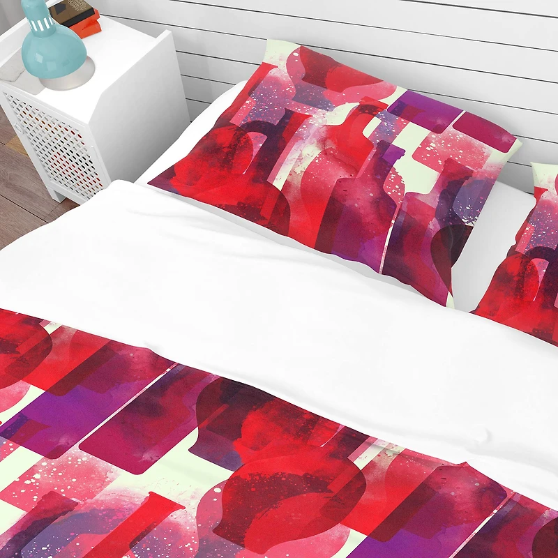 Designart 'Imprints of Wine Bottles' Bohemian & Eclectic Bedding Set