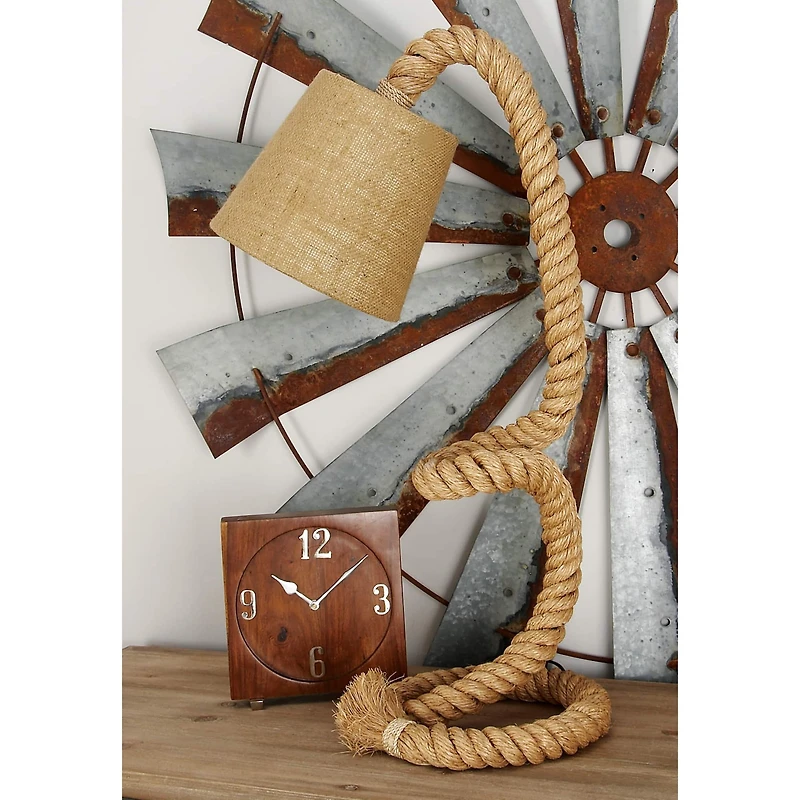 Brown Rope and Iron Rustic Desk Lamp, 32" x 11" x 14"