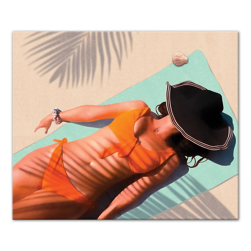 Sunbathing Palm Shadows Canvas Wall Art