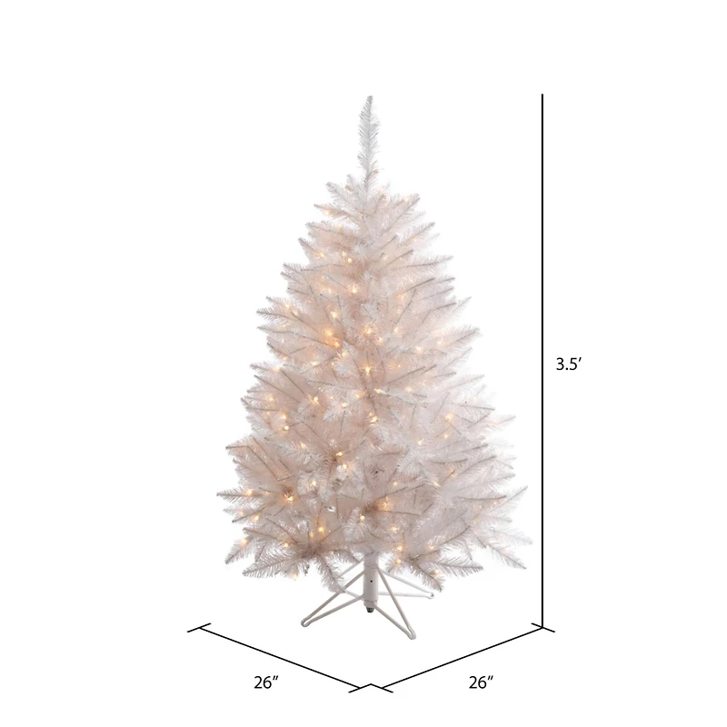 3.5ft. Pre-Lit Sparkle White Spruce Artificial Christmas Tree, Incandescent Lights