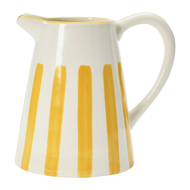 Hello Honey® 6.5" Yellow & White Stripe Stoneware Pitcher