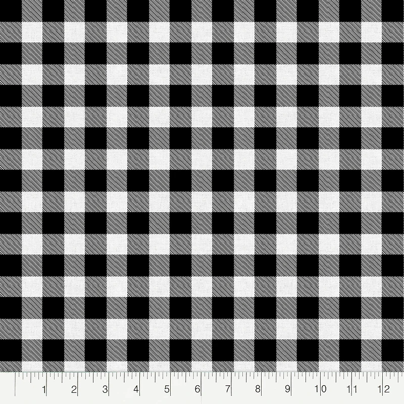 Fabric Editions White & Black Buffalo Check Cotton Fabric