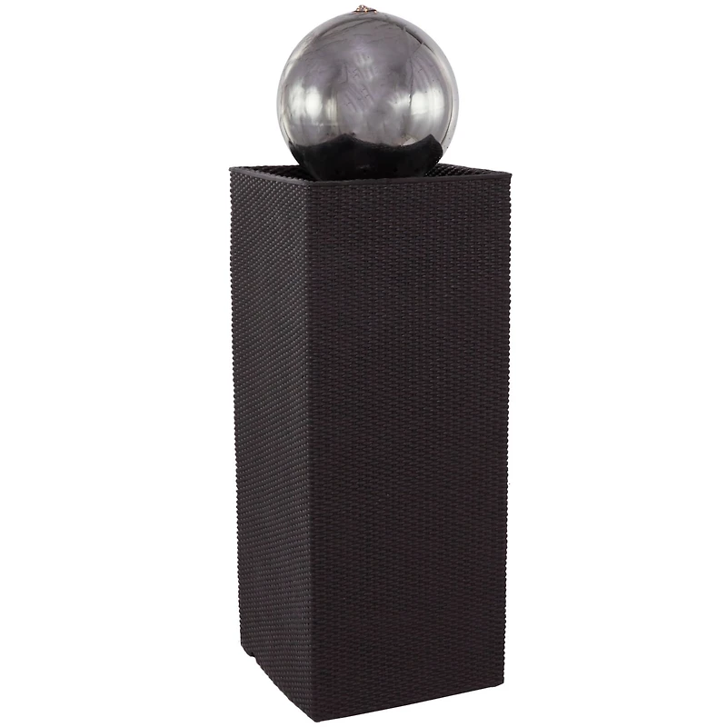 44" Black Fiberglass Fountain with LED Light