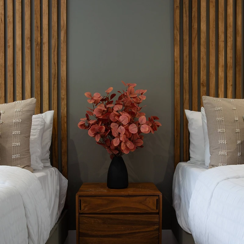 29" Artificial Coral Eucalyptus Arrangement in Black Vase