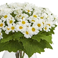 10" White Daisy Arrangement in Fluted Vase 