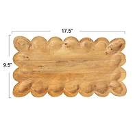 Hello Honey 17.5" Natural Scalloped Mango Wood Tray