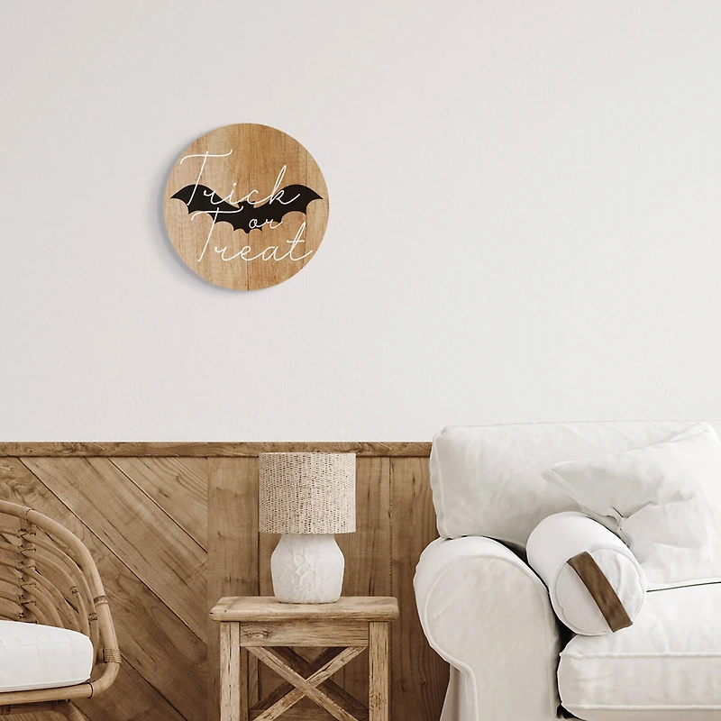 Stupell Industries Rustic Trick Or Treat Phrase Wall Plaque Art