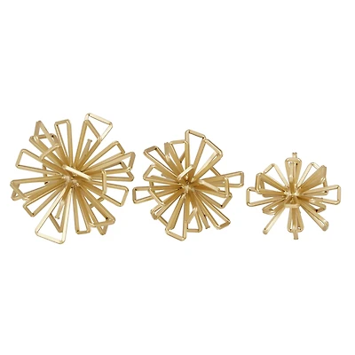 Gold Metal Glam Decorative Star Orbs Set