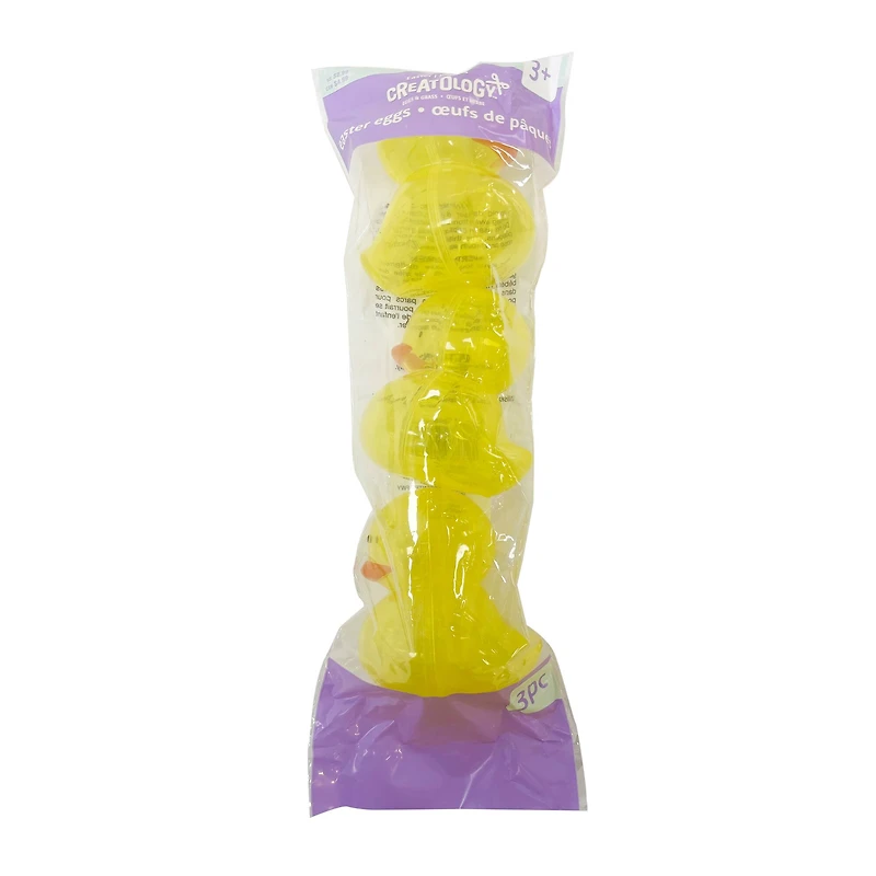4" Yellow Duck Plastic Easter Eggs, 3ct. by Creatology™