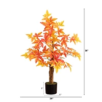 3ft. Deluxe Potted Artificial Autumn Maple Tree
