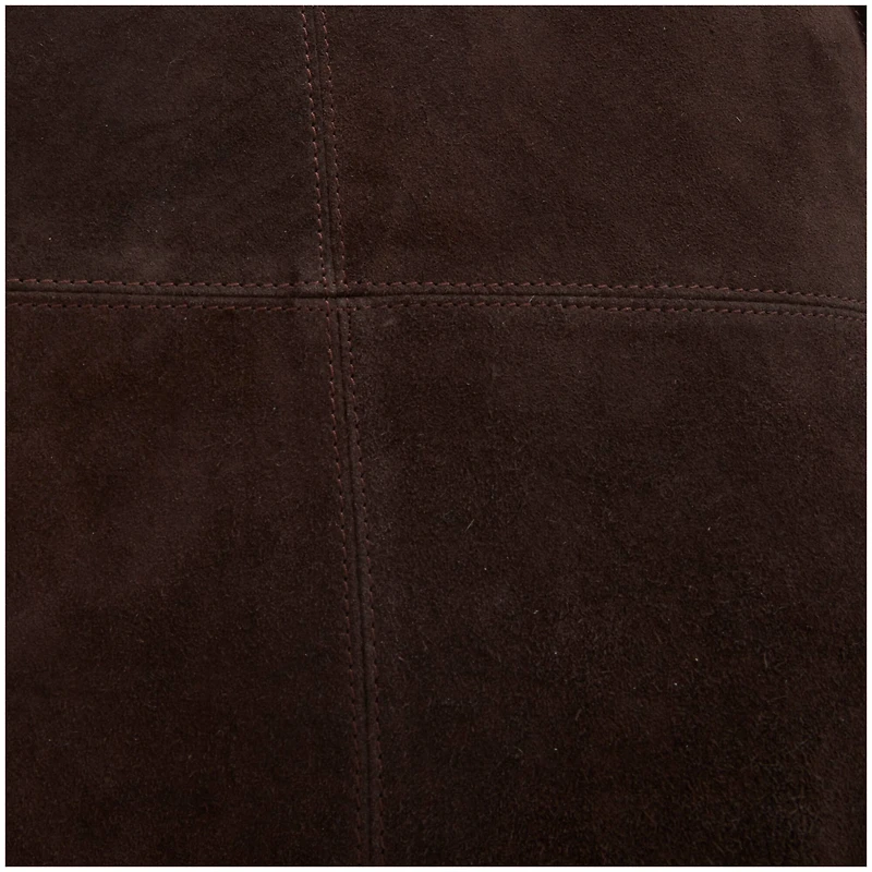 28" Leather Low Profile Square Pouf with Patchwork Design