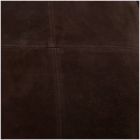 28" Leather Low Profile Square Pouf with Patchwork Design