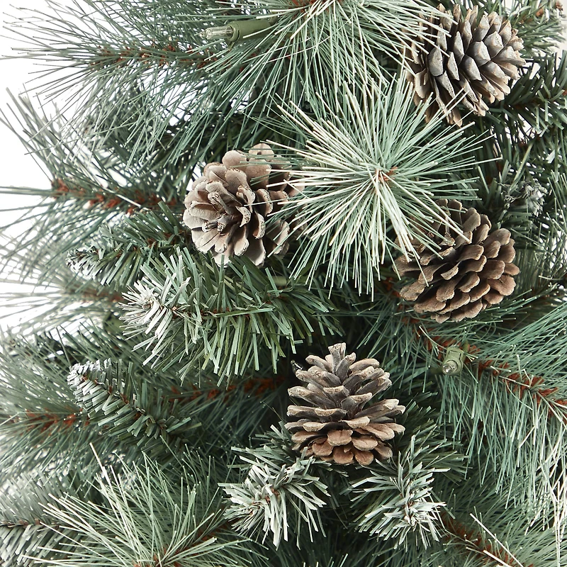 3.5ft. Pre-Lit Frosted British Columbia Mountain Pine Artificial Christmas Tree in White Planter, Clear Lights