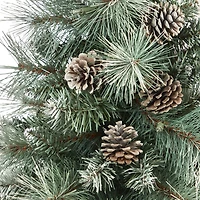 3.5ft. Pre-Lit Frosted British Columbia Mountain Pine Artificial Christmas Tree in White Planter, Clear Lights