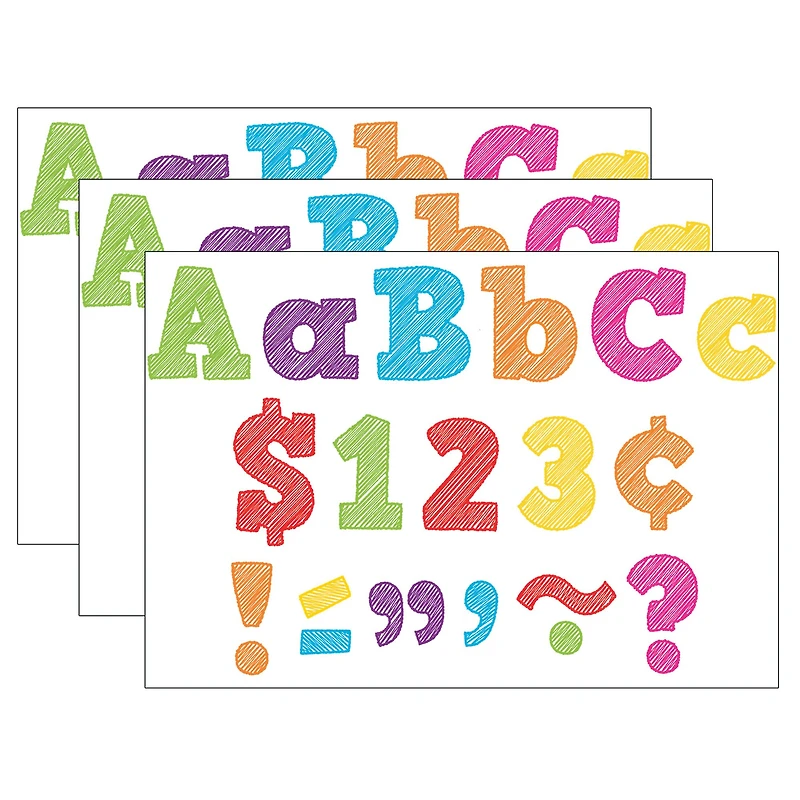 Teacher Created Resources® Scribble Bold Block 4" Letters Combo Pack, 230 Characters Per Pack, 3 Packs of 690