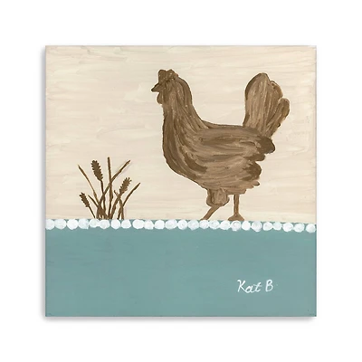 Out To Pasture I Brown Chicken Canvas Giclee