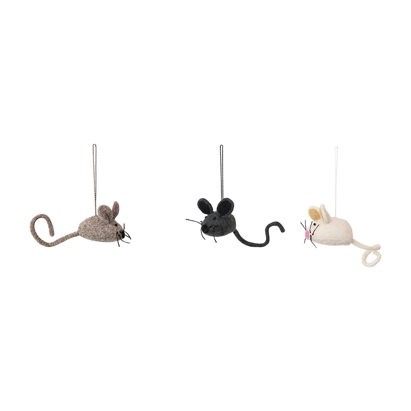 Hello Honey® Handmade Wool Felt Mouse Ornament Set