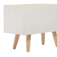 Set of 2 White Fiber clay Contemporary Planter, 17", 21"