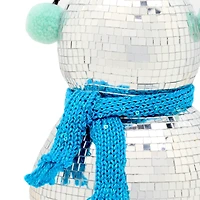 10" Disco Ball Snowman with Blue Scarf