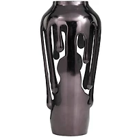 15" Black Aluminum Drip Vase with Melting Designed Body