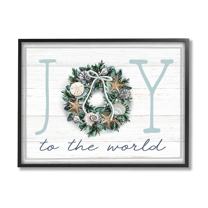 Stupell Industries Joy To The World Nautical Wreath Framed Giclee Art