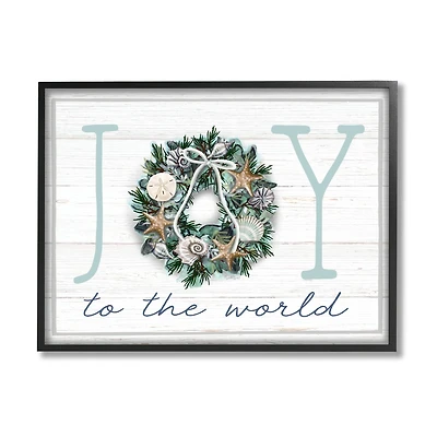 Stupell Industries Joy To The World Nautical Wreath Framed Giclee Art