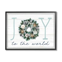 Stupell Industries Joy To The World Nautical Wreath Framed Giclee Art