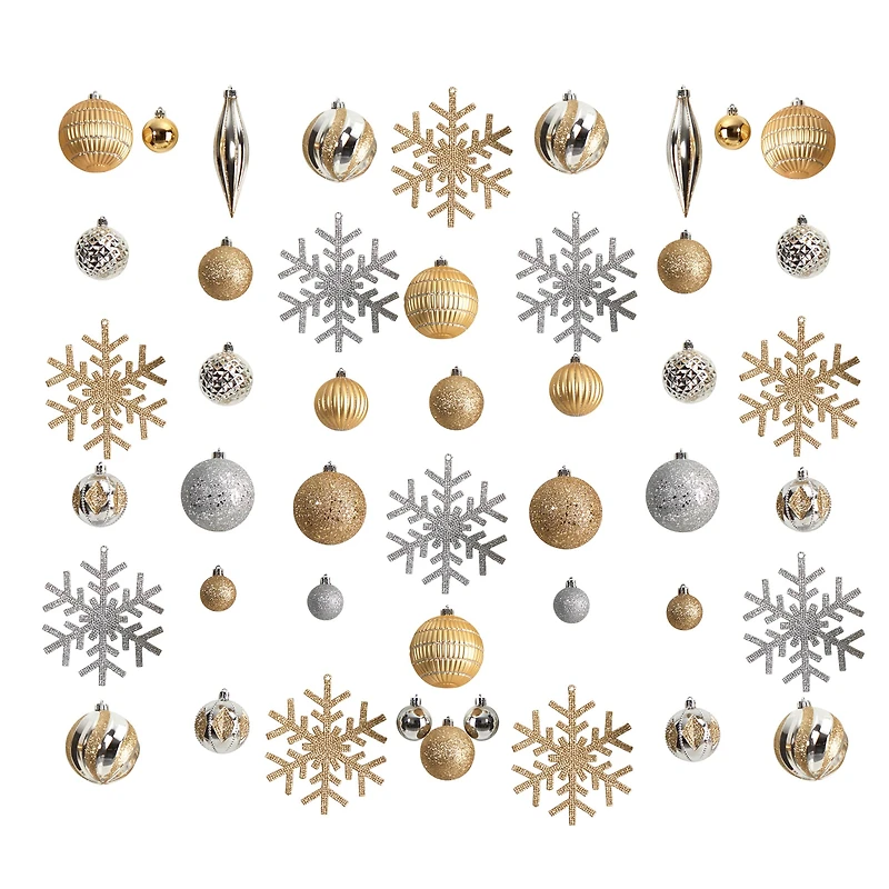 60ct. Holiday Deluxe Shatterproof Christmas Tree Ornament Box Set