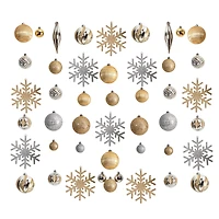 60ct. Holiday Deluxe Shatterproof Christmas Tree Ornament Box Set