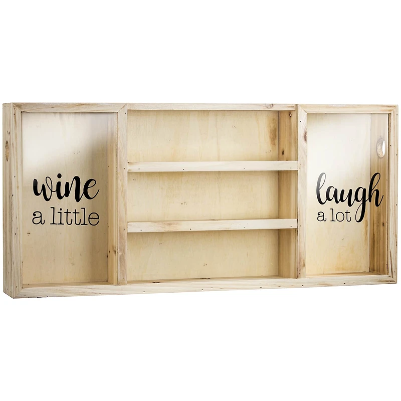 Wall Mounted Wooden Wine Rack & Cork Holder