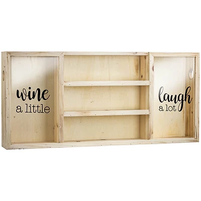 Wall Mounted Wooden Wine Rack & Cork Holder