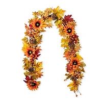 Glitzhome® 6ft. Fall Sunflower, Maple Leaf & Berry Garland