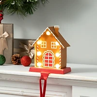 Glitzhome® 6.75'' Marquee LED Gingerbread House Metal Christmas Stocking Holder