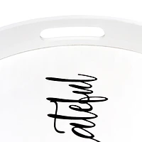 Elegant Designs™ 13.8" Round White Wash Grateful Serving Tray with Handles