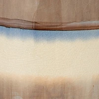 Hello Honey® 8.25" Brown & Cream Round Stoneware Pitcher with Stripes & Crackle Glaze