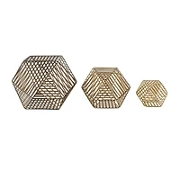 Gold Metal Geometric Sculpture Set, 3ct.