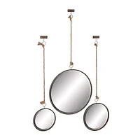 Dark Gray Metal Wall Mirror Set of 3 20", 13", 10"
