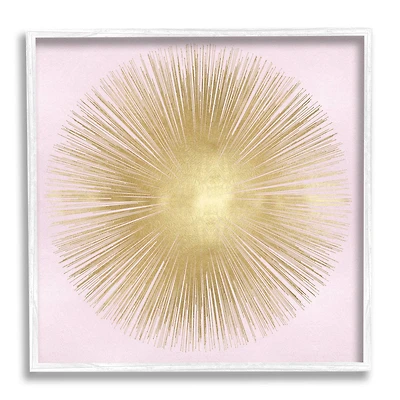 Stupell Industries Minimal Abstract Glam Sunburst Lines Over Pink in White Frame Wall Art