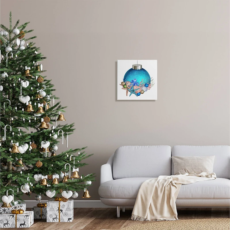 Stupell Industries Nautical Sea Life Holiday Ornament Canvas Wall Art