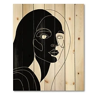 Designart - Retro Monochrome Minimal Portrait of Young Woman