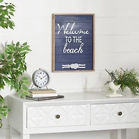 Coastal Blue Wood Welcome to the Beach Sign, 20" x 15" x 2"