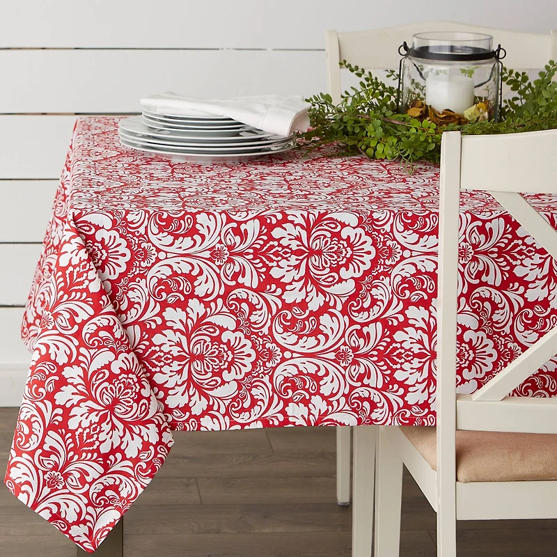 Tango Red Damask Tablecloth 70" Round