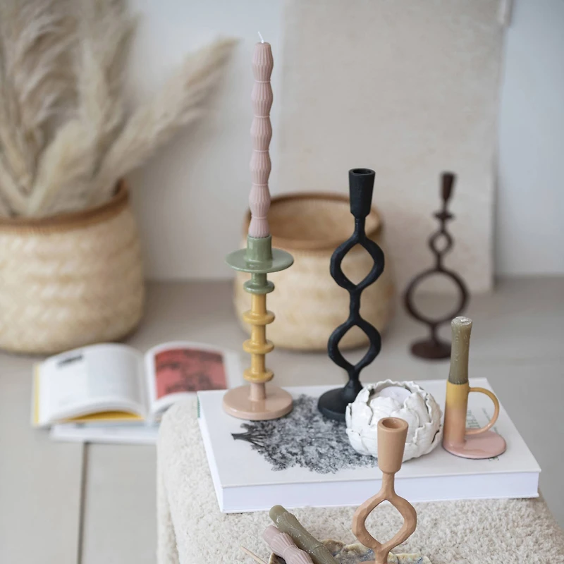 Hello Honey® Black Decorative Cast Metal Taper Candle Holder