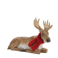 Medium Carved Winter Moose with Scarf Set