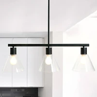 Hello Honey® 58.5" Modern Black Metal & Clear Glass Chandelier