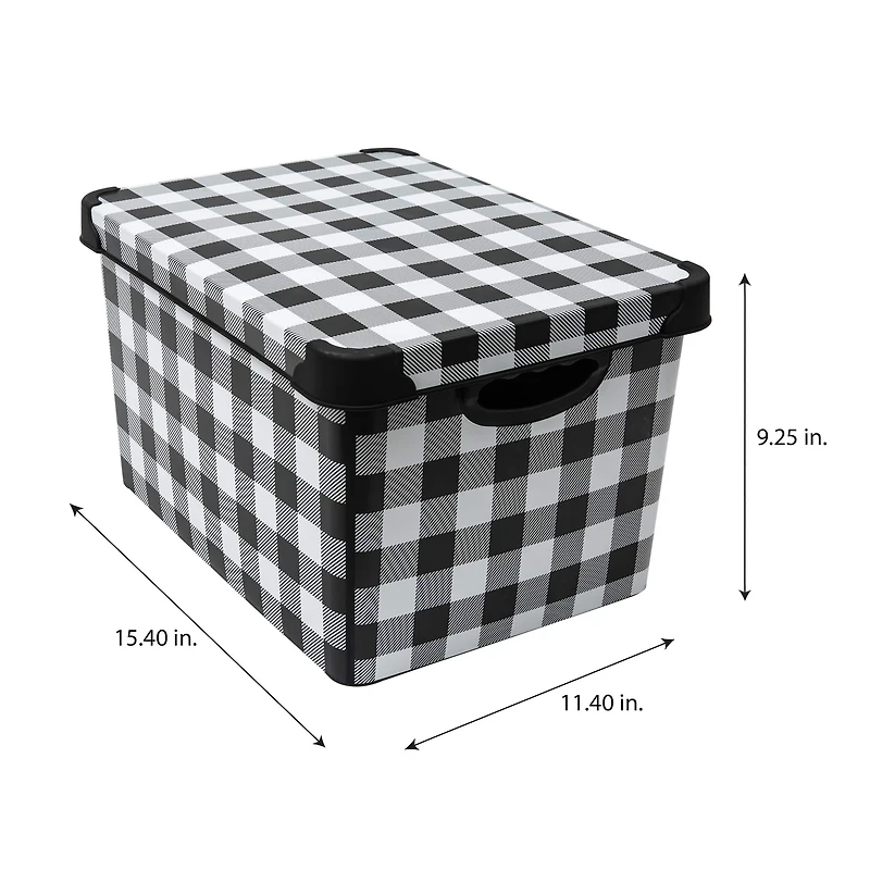 Simplify Checkered Black & White Storage Tote Bin