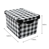 Simplify Checkered Black & White Storage Tote Bin